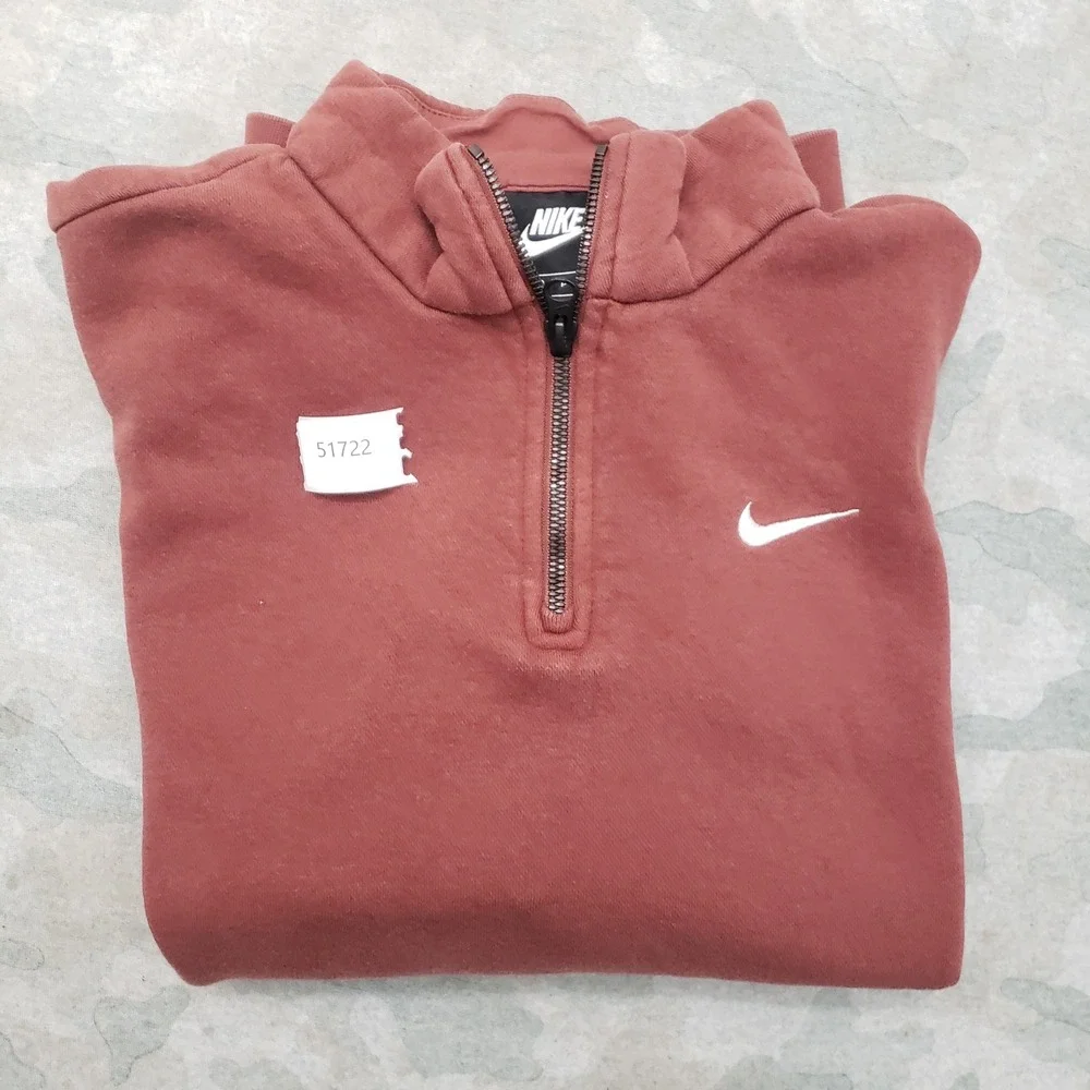 Nike Sweatshirt Mens Small Brown Fleece Quarter Zip